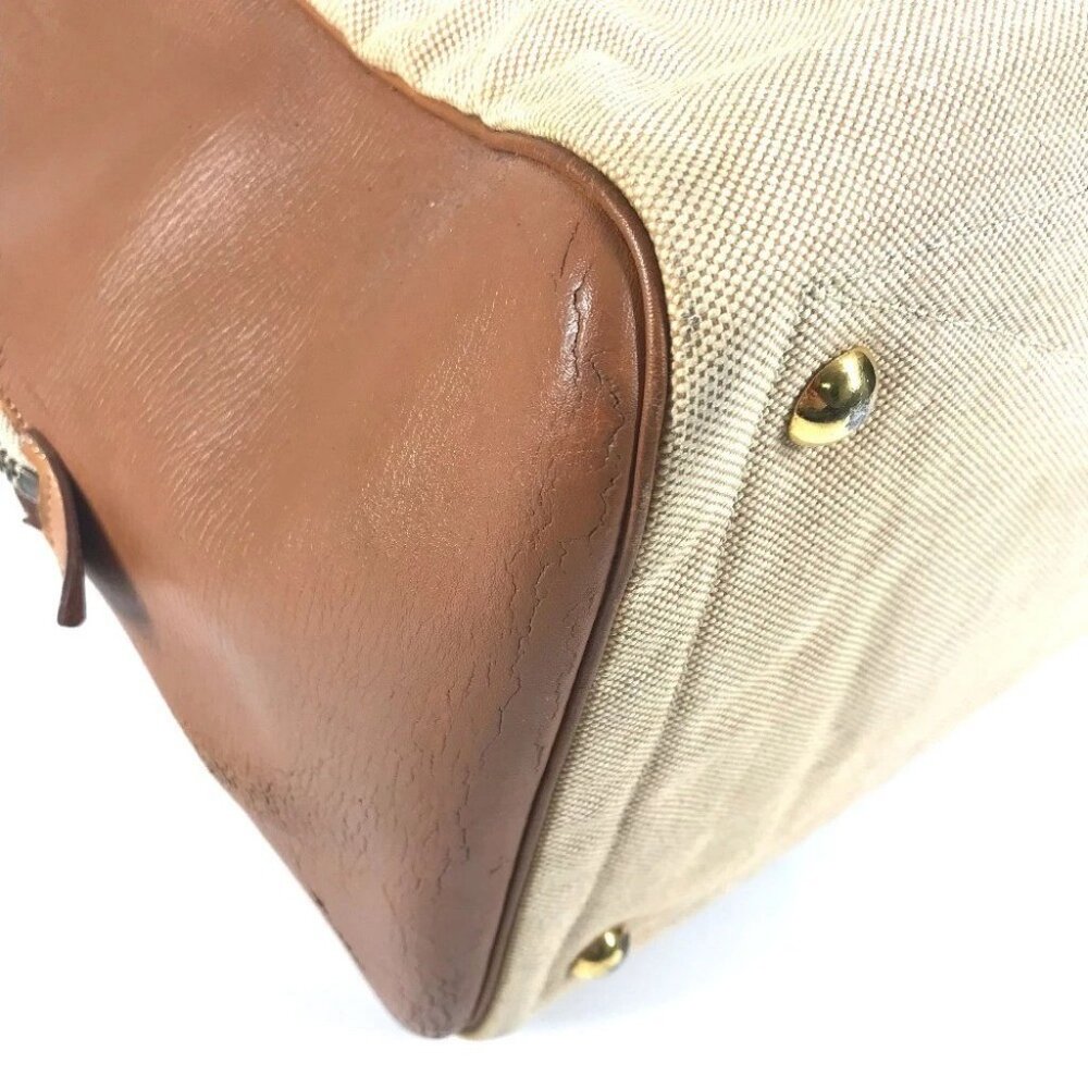 HERMES vintage Victoria 50 Travel Bag Duffle Bag Leather/Canvas Beige/Brown - Picture 6 of 15